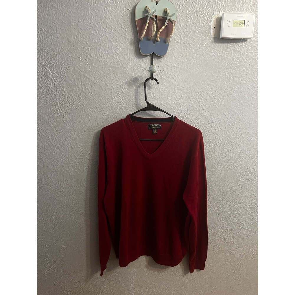 Mens Club Room Sweater Burgundy 100% Wool Size Medium‎
